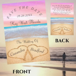 Invitación Rubor Pink Beach Wedding 2 Hearts Sand Boda