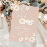 Invitación Rubor Pink Boho Daisy Wild One First Birthday Fies<br><div class="desc">Rubor Pink Boho Daisy Wild One First Birthday Party Invitación Todos los diseños son © PIXEL PERFECTION FIESTA LTD</div>