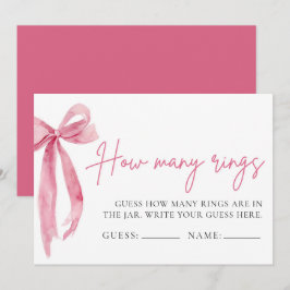 Invitación Rubor Pink Bow Adivina cuántos anillos