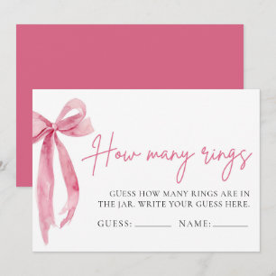 Invitación Rubor Pink Bow Adivina cuántos anillos