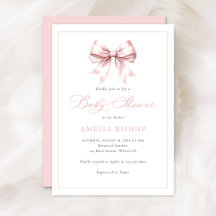 Rubor Pink Bow Baby Girl Elegant Baby Shower