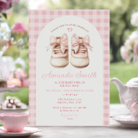 Rubor Pink Bow Baby Shoes Gingham Arch Baby Shower