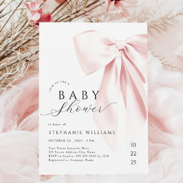 Invitación Rubor Pink Bow Baby Shower