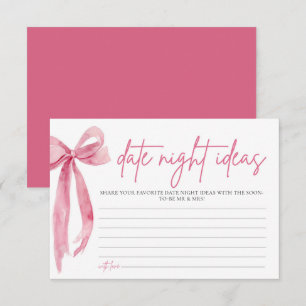 Invitación Rubor Pink Bow Bridal Shower Date Ideas Noche Jueg