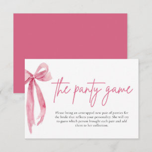 Invitación Rubor Pink Bow Bridal Shower The Panty Game Cards