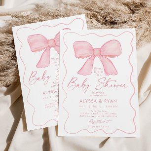 Invitación Rubor Pink Bow Chica Baby Shower