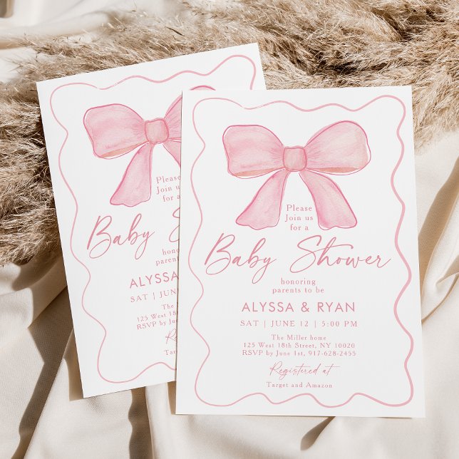 Invitación Rubor Pink Bow Chica Baby Shower (Subido por el creador)