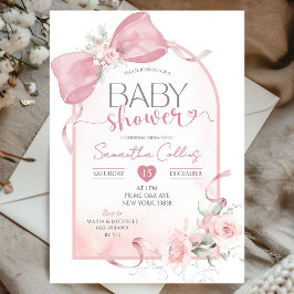 Invitación Rubor Pink Bow Coquette Ribbon Arch Baby Shower