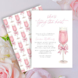 Invitación Rubor Pink Bow ella está atando la ducha nupcial