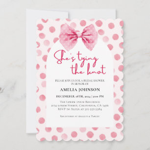 Invitación Rubor Pink Bow ella está atando la ducha nupcial