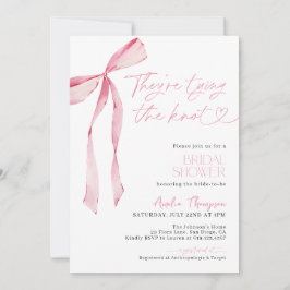 Invitación Rubor Pink Bow está atando la ducha nupcial