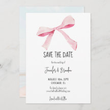 Rubor Pink Bow Save the Date Photo