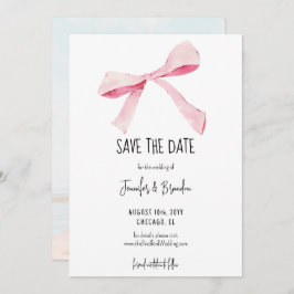 Invitación Rubor Pink Bow Save the Date Photo