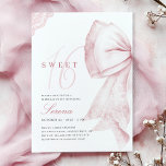 Invitación Rubor Pink Bow Sweet 16 Cumpleaños<br><div class="desc">Presentamos la invitación de cumpleaños Rubor Pink Bow Sweet 16 Esta elegante invitación incluye un encantador arco rosa rubor y una rústica cinta de encaje.</div>