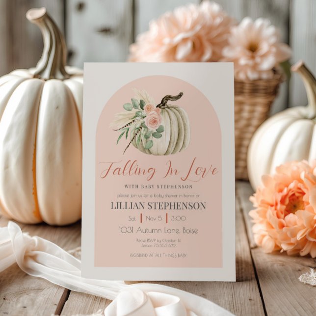 Invitación Rubor Pink cae en el amor Calabaza Baby Shower (Subido por el creador)