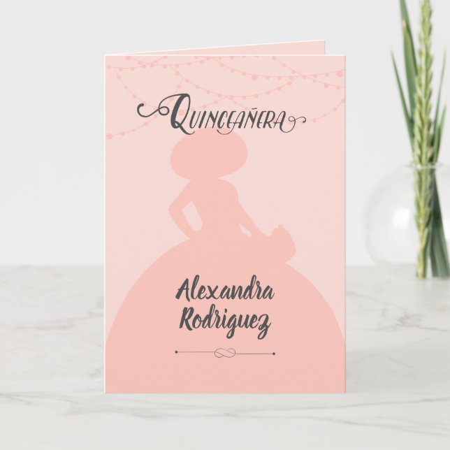 Invitación Rubor Pink Charro Silhouette Quinceanera (Anverso)