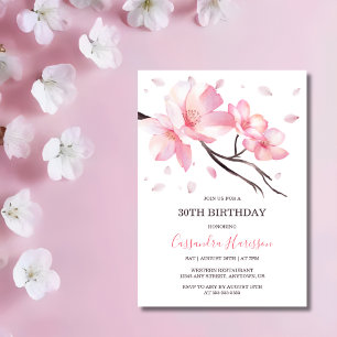 Invitación Rubor Pink Cherry Blossom Sakura Cumpleaños