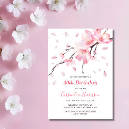 Invitación Rubor Pink Cherry Blossom Sakura Floral Birday