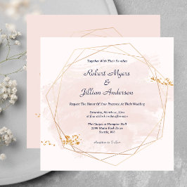 Invitación Rubor Pink con Boda de oro