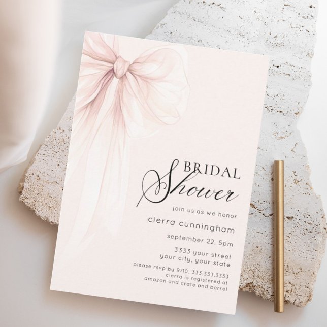 Invitación Rubor Pink Coquette Bow Bridal Shower (Subido por el creador)