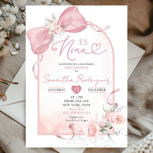 Invitación Rubor Pink Coquette Floral Es Nina Baby Shower