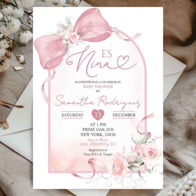 Invitación Rubor Pink Coquette Floral Es Nina Baby Shower (Subido por el creador)