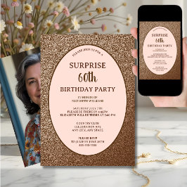 Invitación Rubor Pink Elegant Surprise Digital, 60 Aniversari