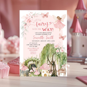 Invitación Rubor Pink Fairy Enchant Forest Baby Shower