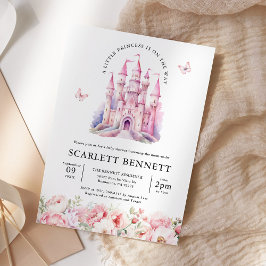 Invitación Rubor Pink Fairytale Castle Floral Baby Shower