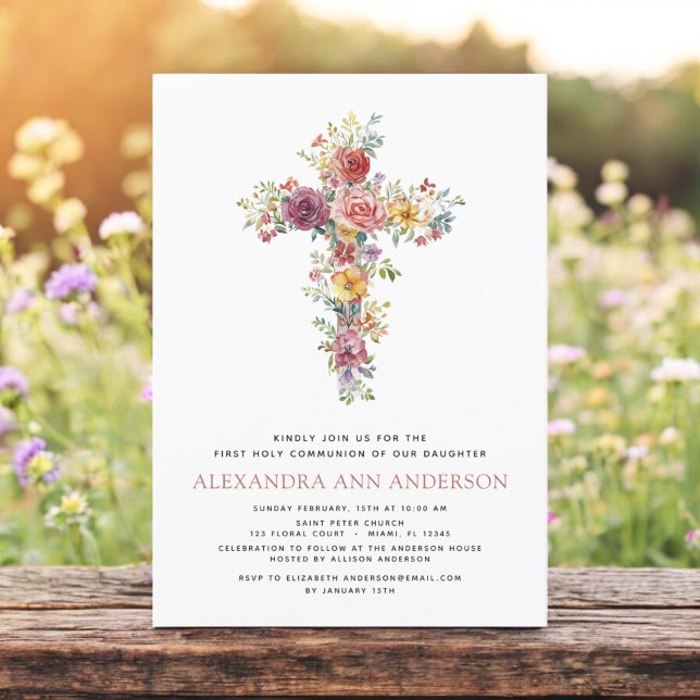 Invitación Rubor Pink First Holy Communion Rosa Greeneration (Subido por el creador)