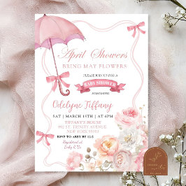 Invitación Rubor Pink Floral April Baby Shower
