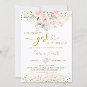 Invitación Rubor Pink Floral Baby On the Way Baby Shower