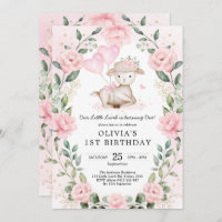 Rubor Pink Floral Baby Sheep Lamb Chica Cumpleaños