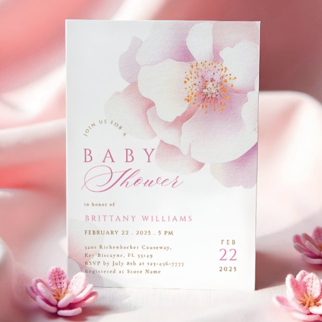 Invitación Rubor Pink Floral Baby Shower (Subido por el creador)