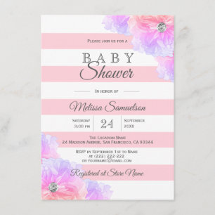 Invitación Rubor Pink Floral Baby Shower personalizado
