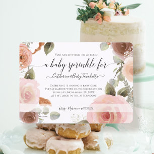 Invitación Rubor Pink Floral BOHO Watercolour Baby Shower