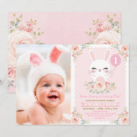 Rubor Pink Floral Bunny Rabbit Primer Fiesta de cu