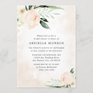 Invitación Rubor Pink Floral Elegante Garden Bridal Shower