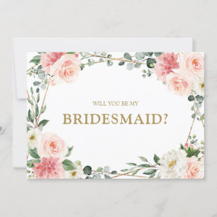 Invitación Rubor Pink Floral Gold Serás mi novia