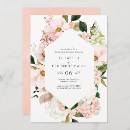 Invitación Rubor Pink Floral Hydrangeas Bridesmaids Luncheon