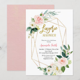 Invitación Rubor Pink Floral Lingerie Shower Baby Shower