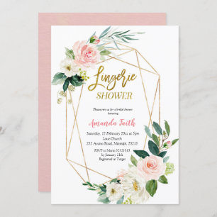 Invitación Rubor Pink Floral Lingerie Shower Baby Shower