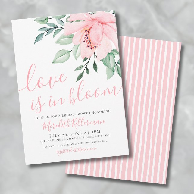 Invitación Rubor Pink Floral Love In Bloom Bridal Shower (Blush Pink Floral Love Is In Bloom Bridal Shower Invitation)
