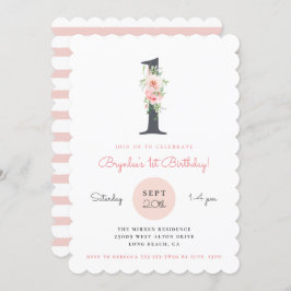 Invitación Rubor Pink Floral Primer cumpleaños