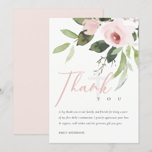 INVITACIÓN RUBOR PINK FLORAL PRIMERA COMUNIÓN SANTA GRACIAS