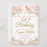 Invitación Rubor Pink Floral Surprise 90th Birthday<br><div class="desc">Invitación de cumpleaños 90 de Rubor Pink Floral Surprise. Este diseño presenta un color de bonito pintado, acuarela Rubor Pink Floral. Haga clic en el botón personalizar para obtener más flexibilidad a la hora de modificar el texto o mover los gráficos. Póngase en contacto con nosotros si necesita que este...</div>