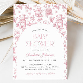 Invitación Rubor Pink Floral Toile Chica Baby Shower