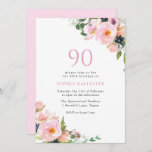 Invitación Rubor Pink Floral Women 90th Birthday Party<br><div class="desc">Invitación a la fiesta de cumpleaños 90 de las mujeres florales rosadas de Rubor También tenemos muchas otras invitaciones y colecciones.</div>