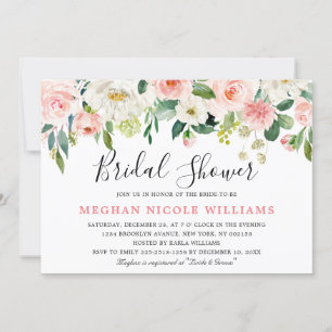 Invitación Rubor Pink Florals Moderna Ducha Botánica Bridal
