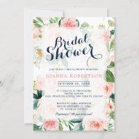 Rubor Pink Florals Moderna Ducha Botánica Bridal